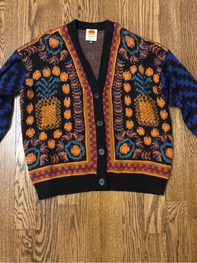 Farm Rio Multicolor Patterned Cardigan with Button Front size XS